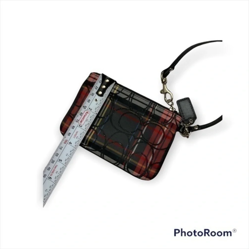 Coach red plaid signature c wristlet